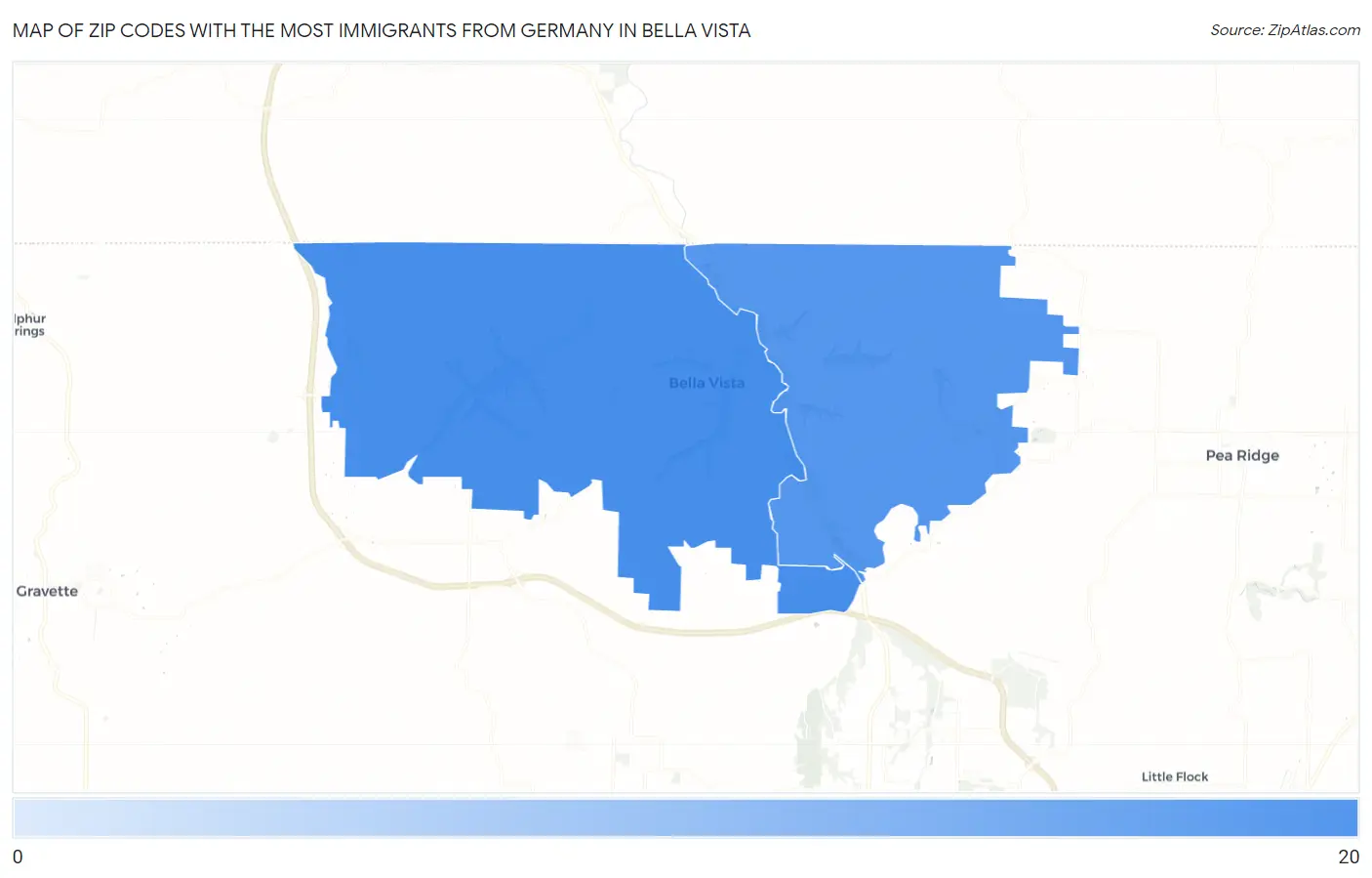 Zip Codes with the Most Immigrants from Germany in Bella Vista Map