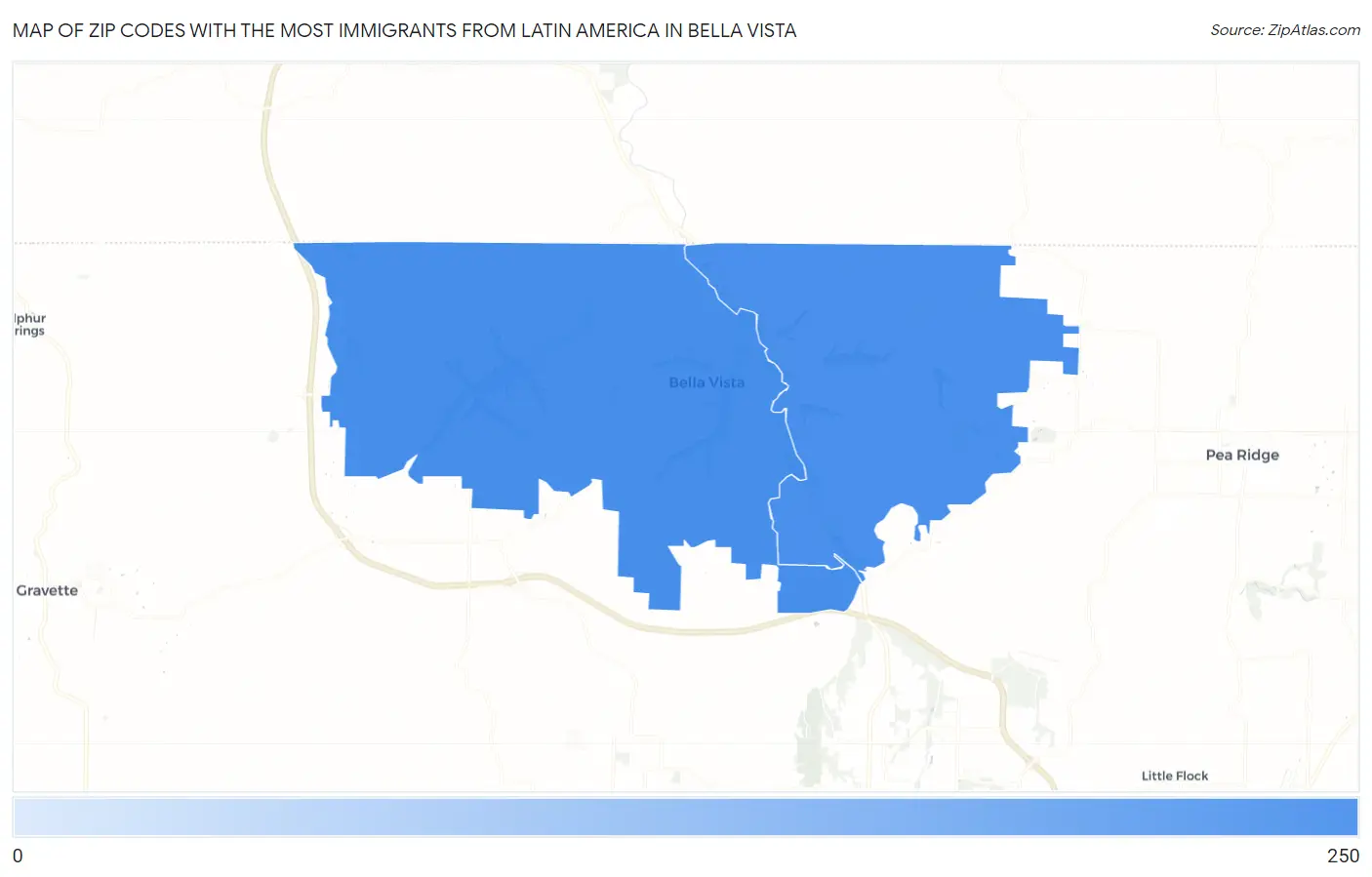 Zip Codes with the Most Immigrants from Latin America in Bella Vista Map