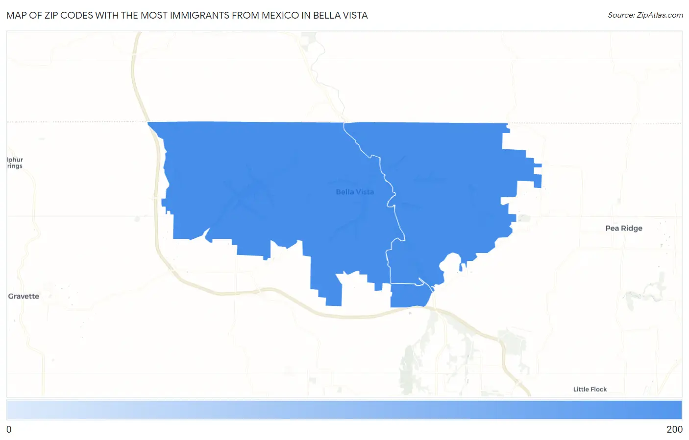 Zip Codes with the Most Immigrants from Mexico in Bella Vista Map