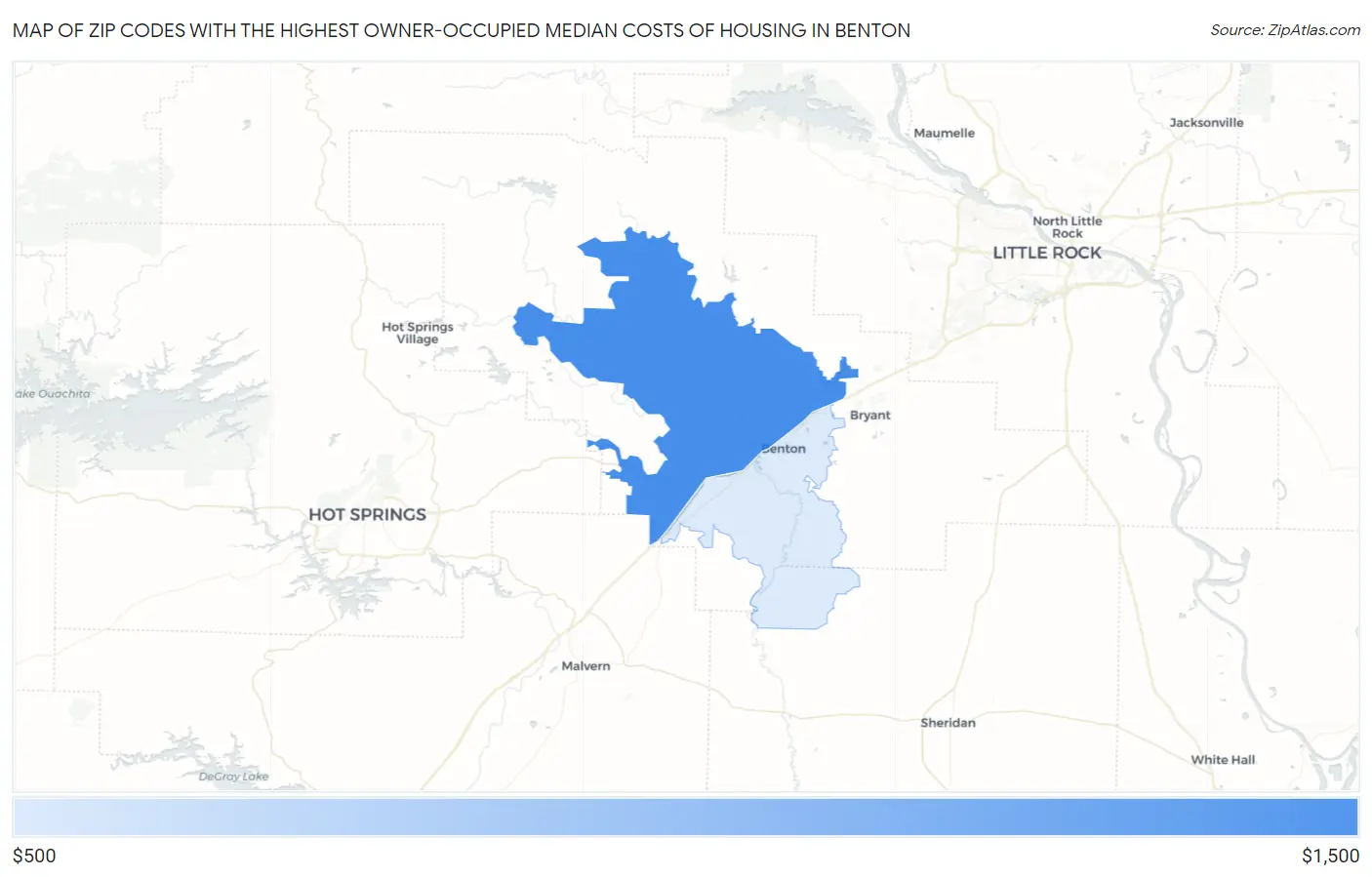 Zip Codes with the Highest Owner-Occupied Median Costs of Housing in Benton Map