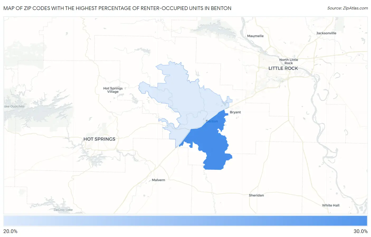 Zip Codes with the Highest Percentage of Renter-Occupied Units in Benton Map