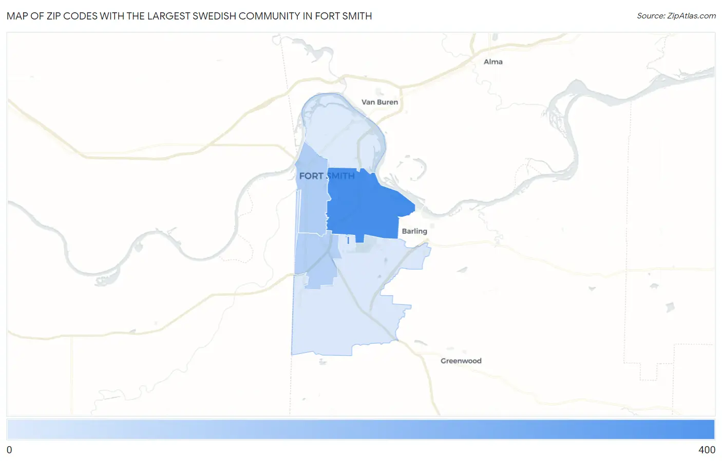 Zip Codes with the Largest Swedish Community in Fort Smith Map
