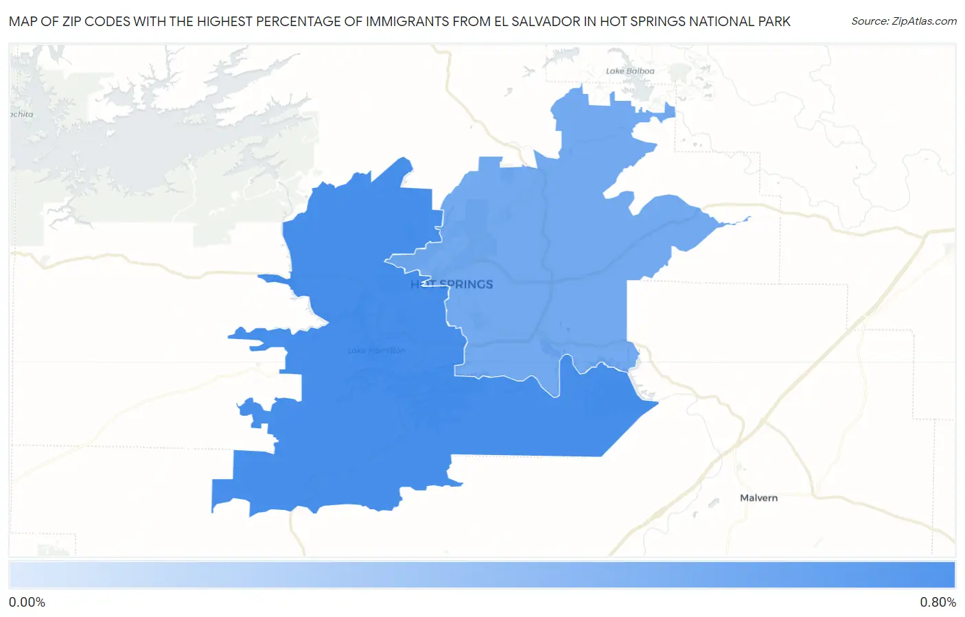 Zip Codes with the Highest Percentage of Immigrants from El Salvador in Hot Springs National Park Map