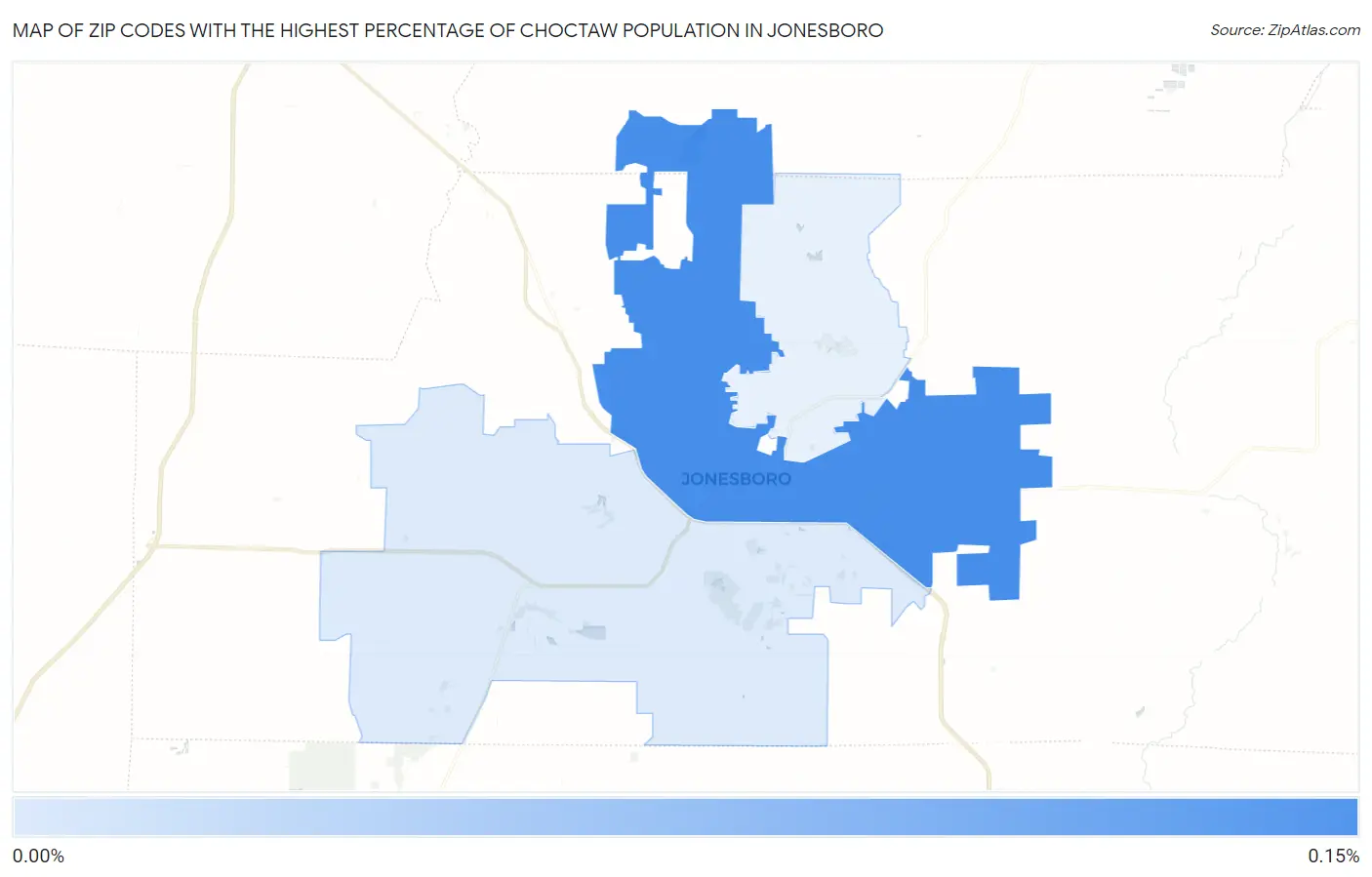 Zip Codes with the Highest Percentage of Choctaw Population in Jonesboro Map
