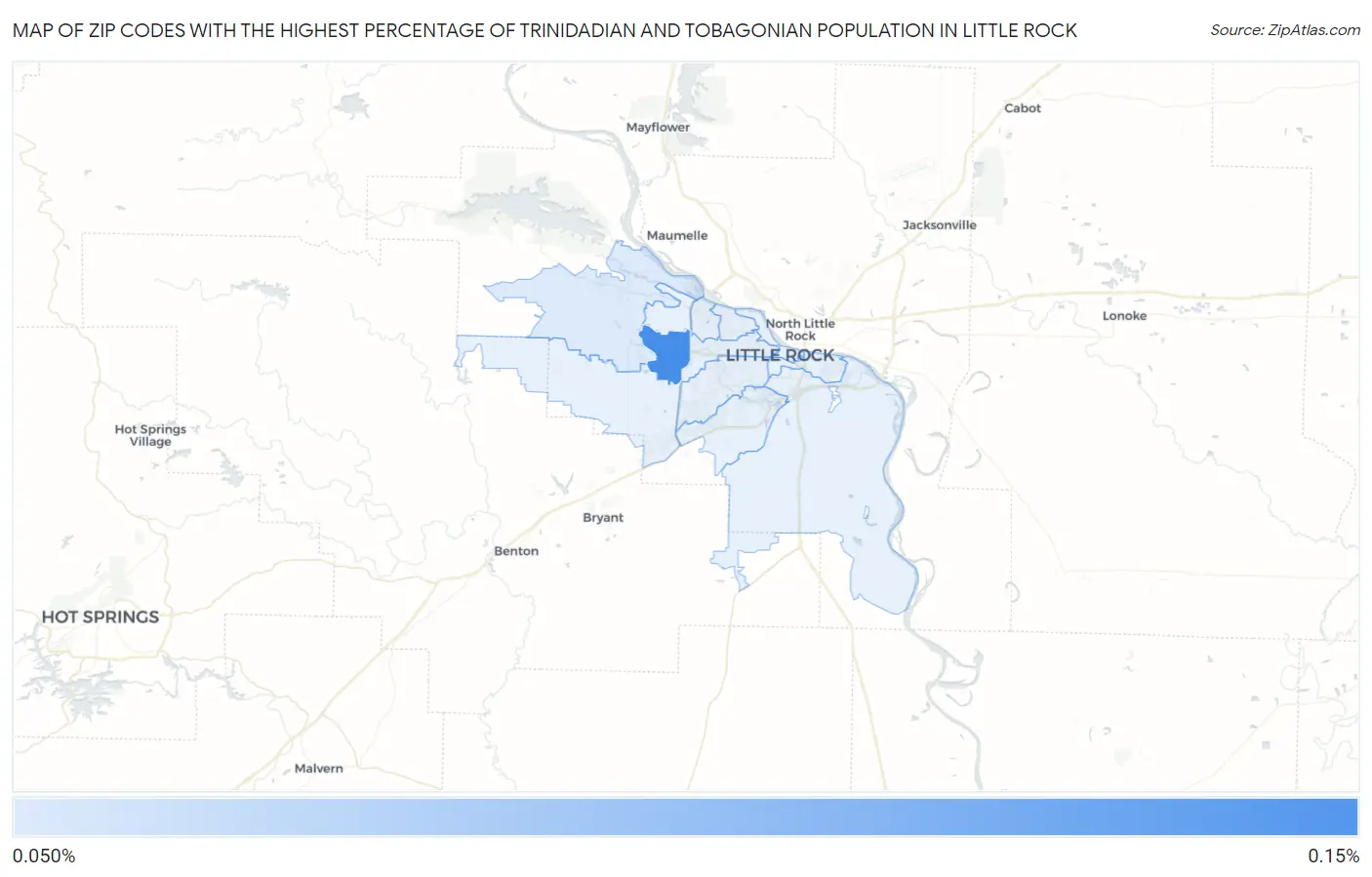 Zip Codes with the Highest Percentage of Trinidadian and Tobagonian Population in Little Rock Map