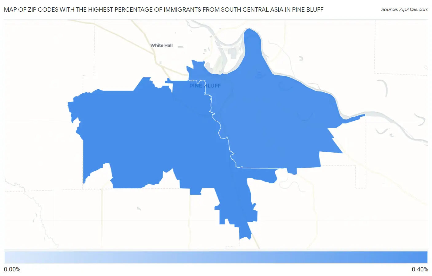 Zip Codes with the Highest Percentage of Immigrants from South Central Asia in Pine Bluff Map