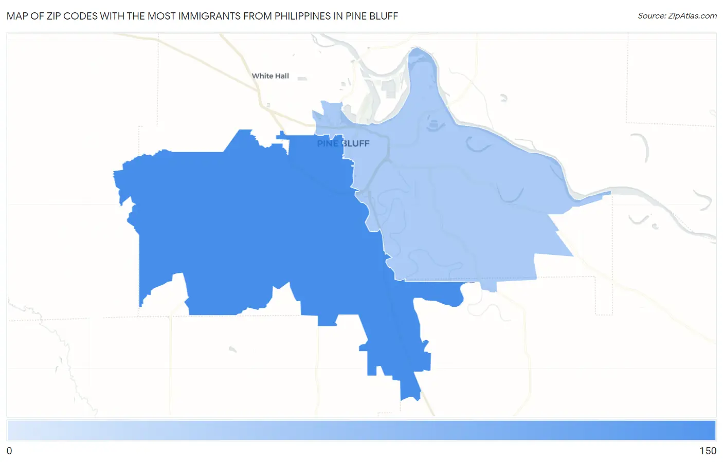 Zip Codes with the Most Immigrants from Philippines in Pine Bluff Map
