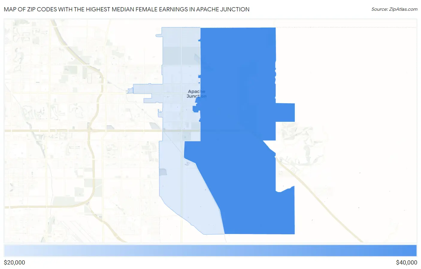 Zip Codes with the Highest Median Female Earnings in Apache Junction Map