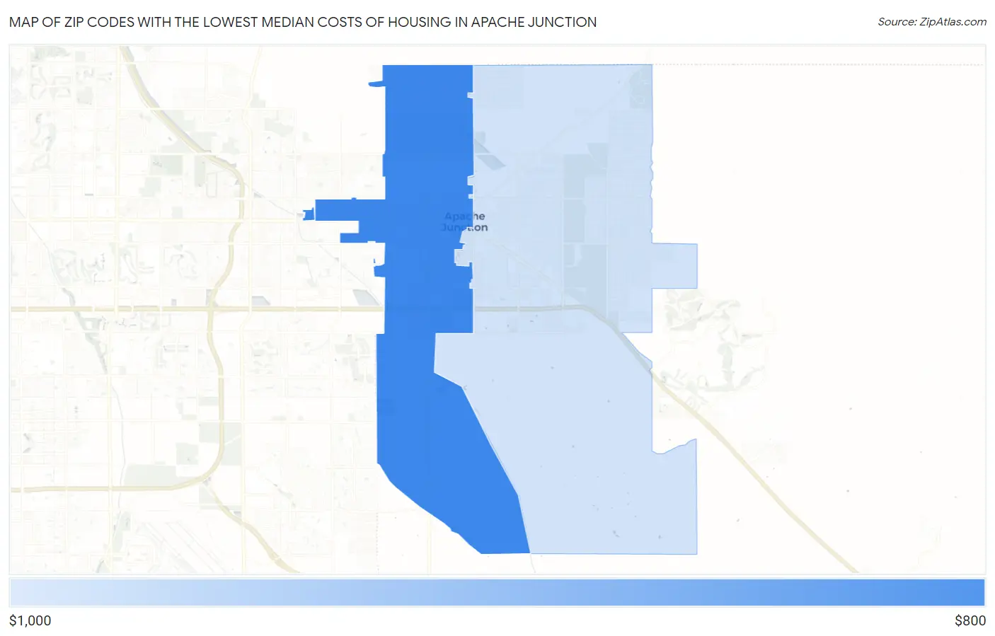 Zip Codes with the Lowest Median Costs of Housing in Apache Junction Map