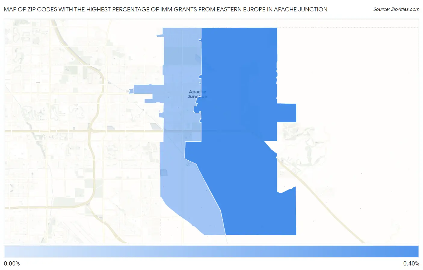 Zip Codes with the Highest Percentage of Immigrants from Eastern Europe in Apache Junction Map