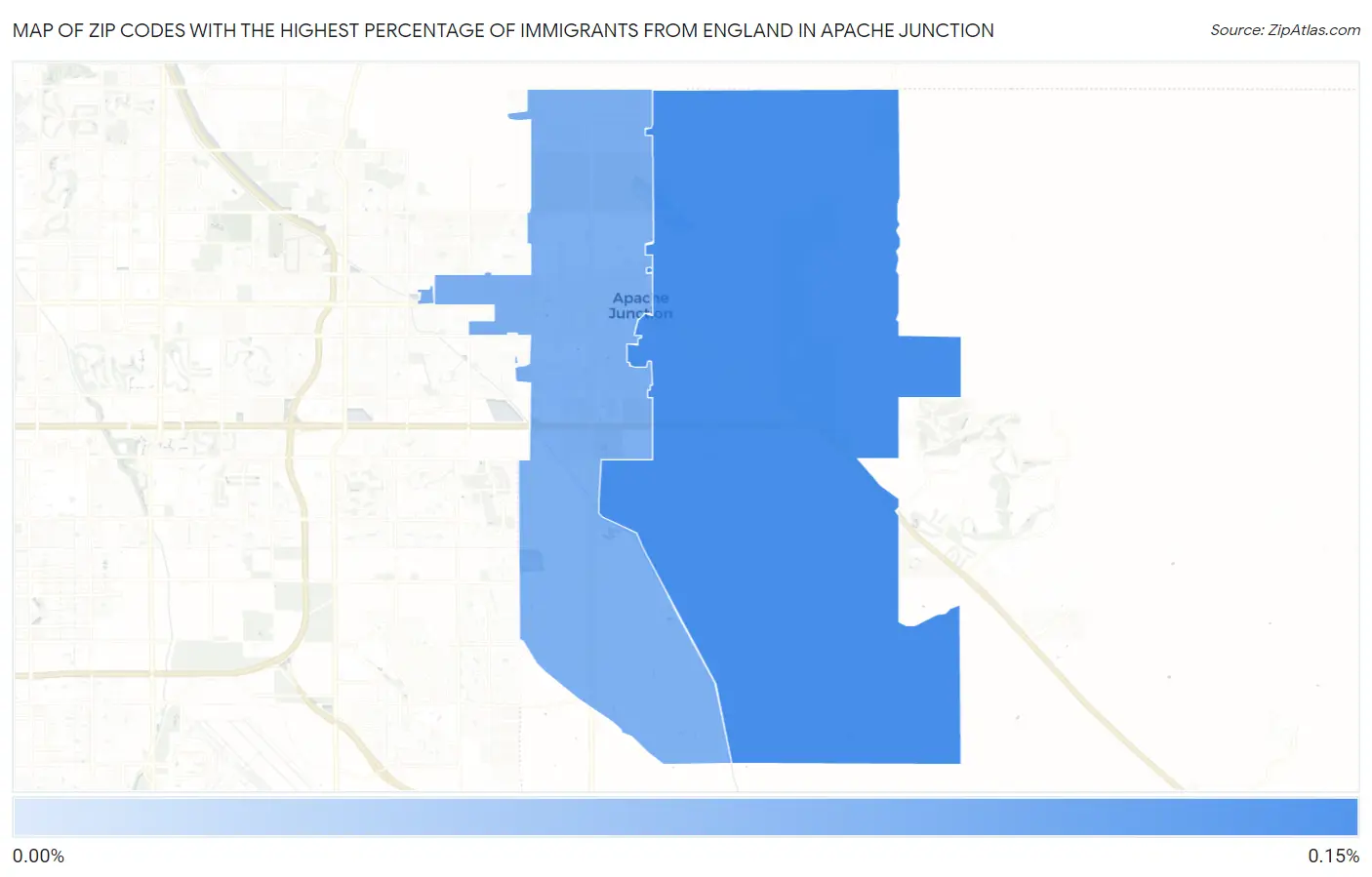 Zip Codes with the Highest Percentage of Immigrants from England in Apache Junction Map