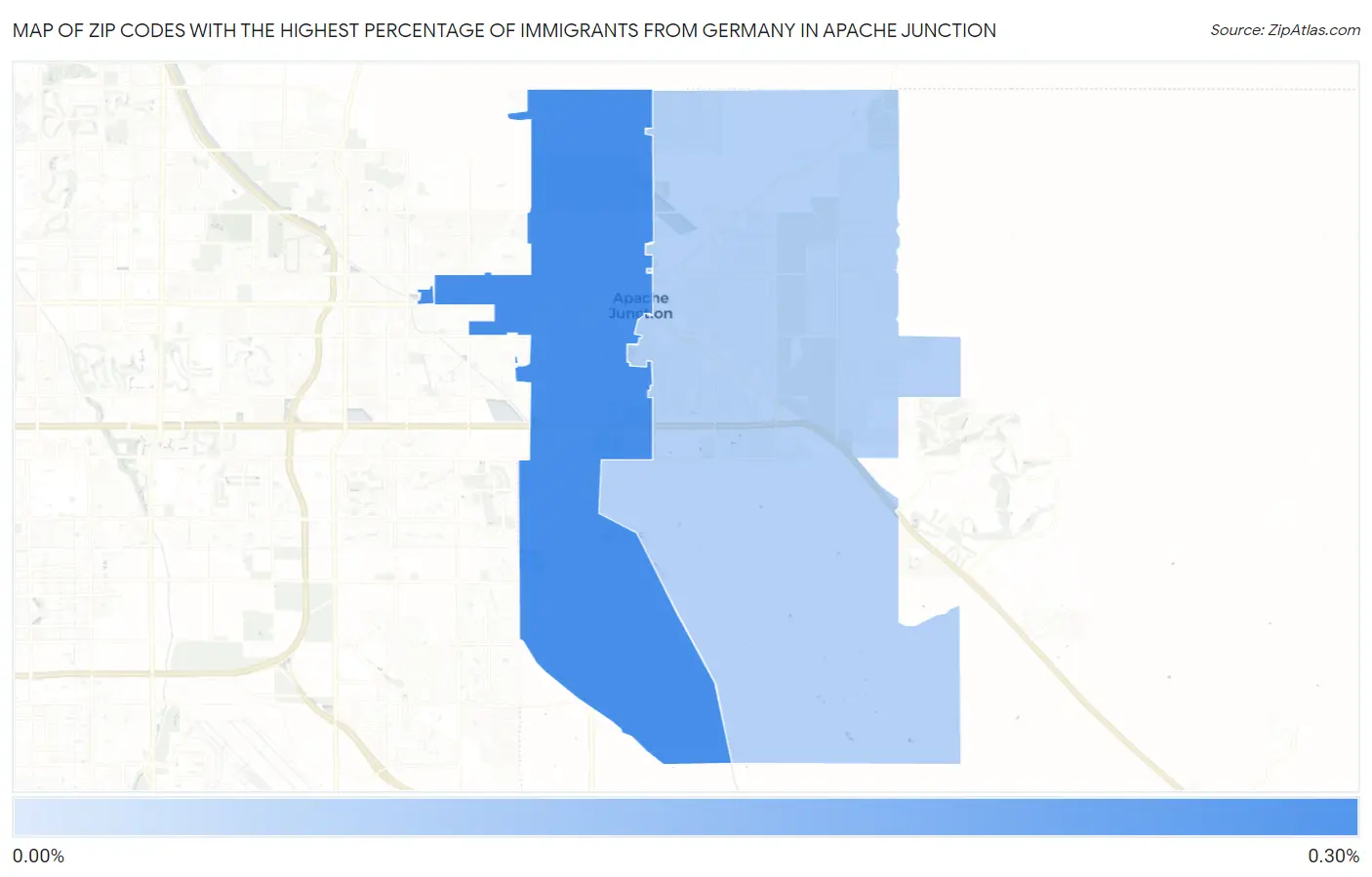 Zip Codes with the Highest Percentage of Immigrants from Germany in Apache Junction Map