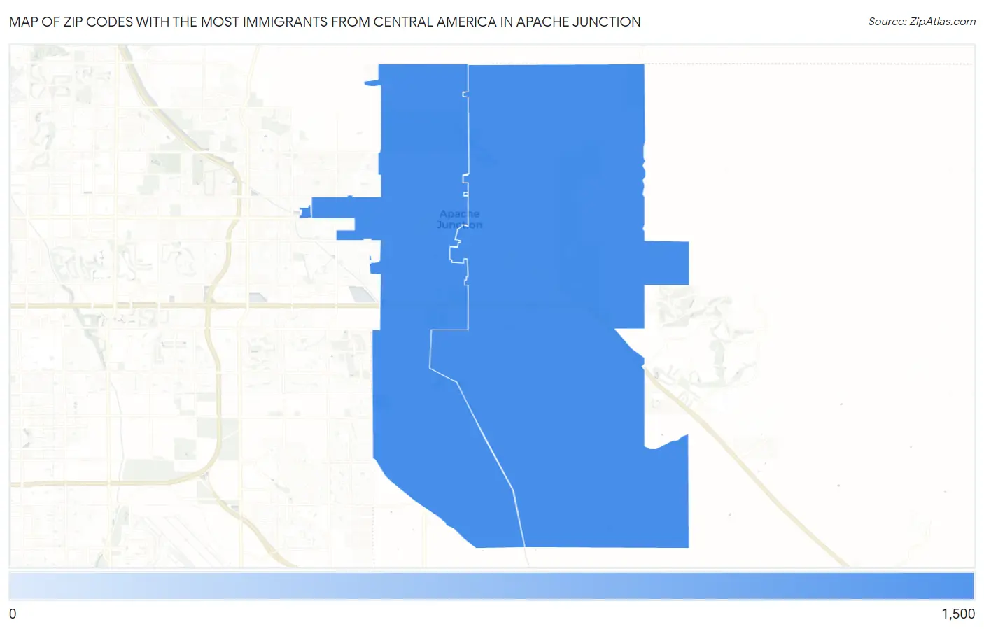 Zip Codes with the Most Immigrants from Central America in Apache Junction Map