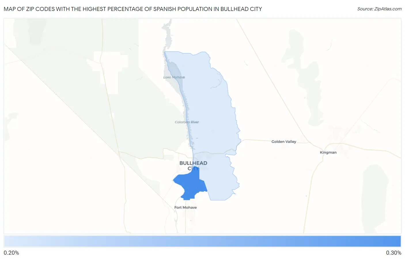 Zip Codes with the Highest Percentage of Spanish Population in Bullhead City Map