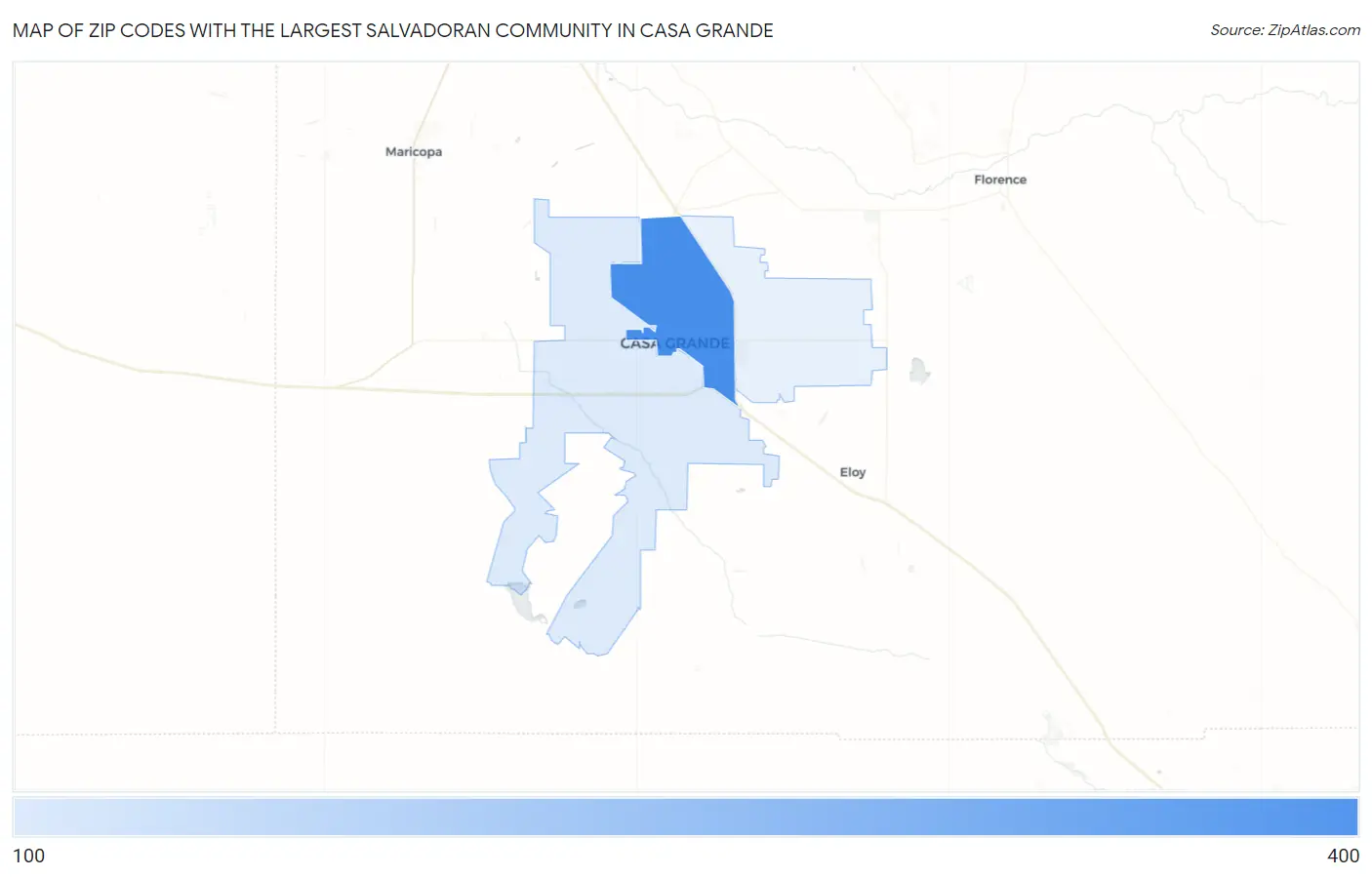 Zip Codes with the Largest Salvadoran Community in Casa Grande Map