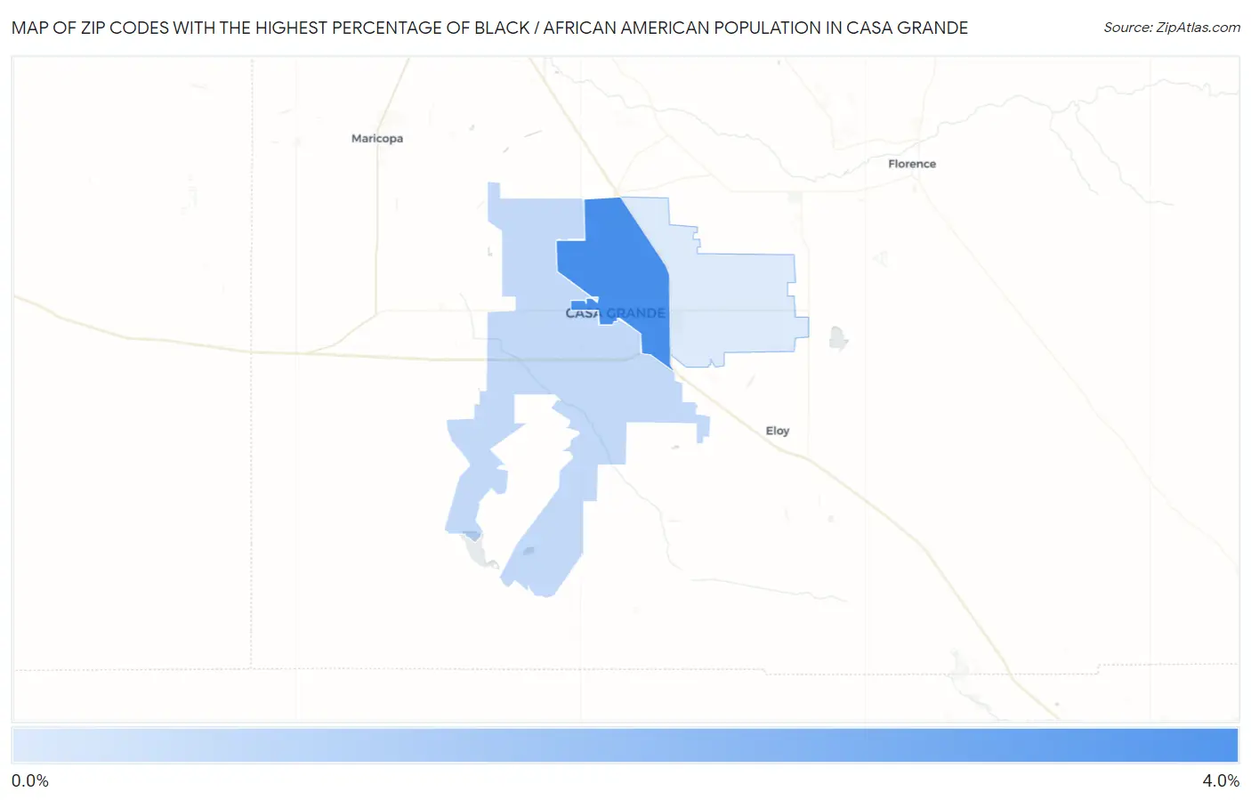 Zip Codes with the Highest Percentage of Black / African American Population in Casa Grande Map