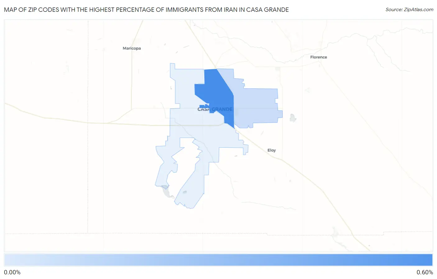 Zip Codes with the Highest Percentage of Immigrants from Iran in Casa Grande Map