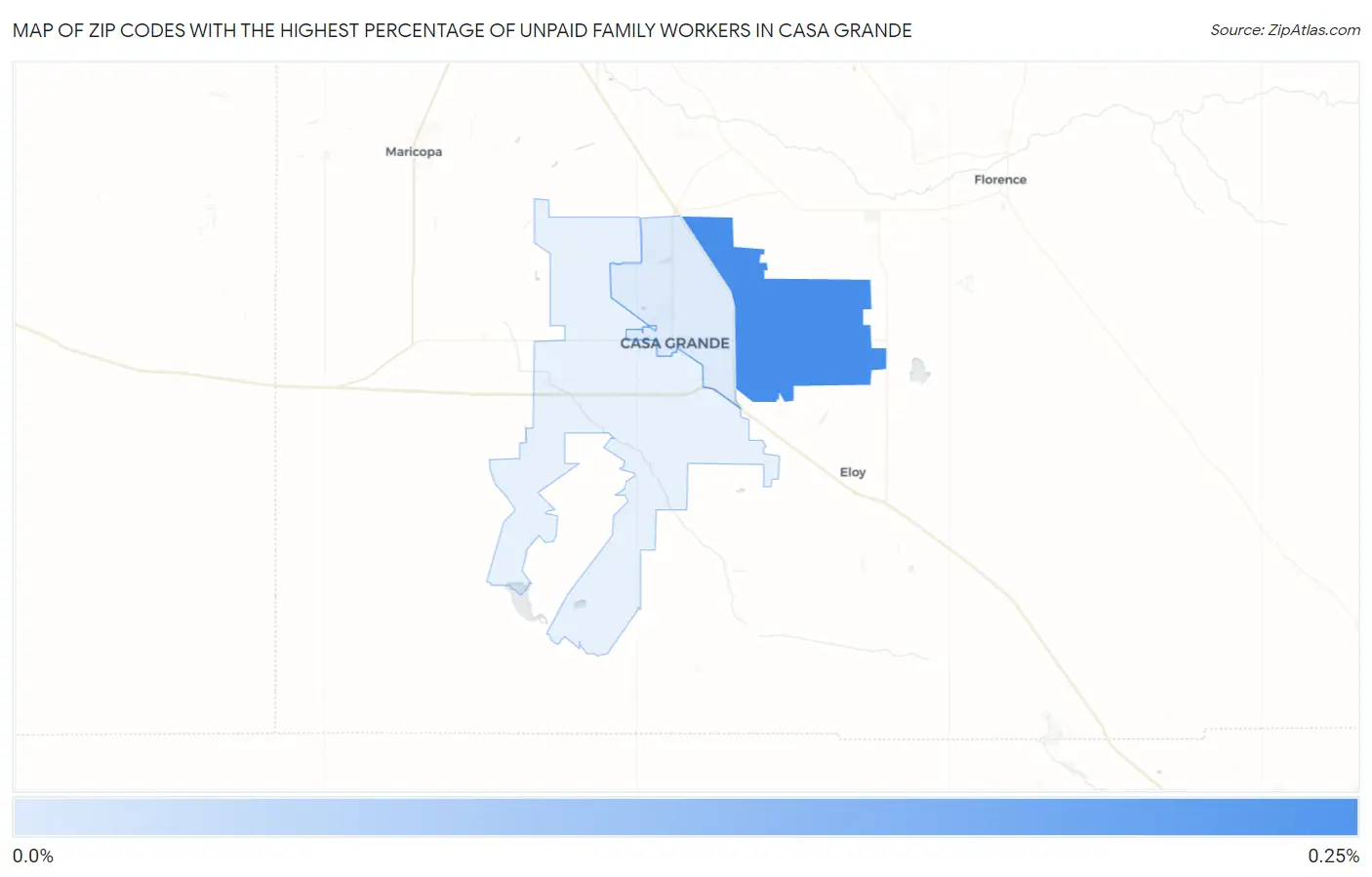 Zip Codes with the Highest Percentage of Unpaid Family Workers in Casa Grande Map