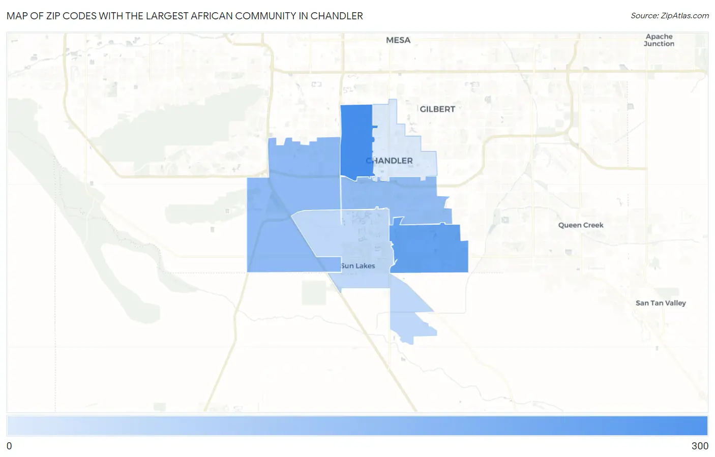 Zip Codes with the Largest African Community in Chandler Map