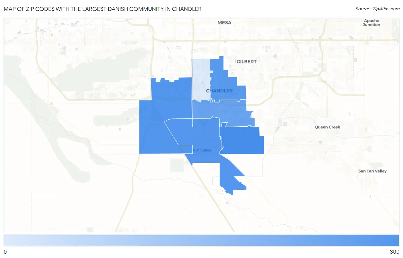 Zip Codes with the Largest Danish Community in Chandler Map