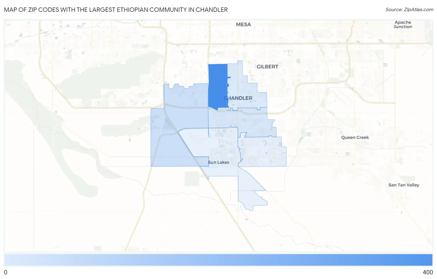Zip Codes with the Largest Ethiopian Community in Chandler Map