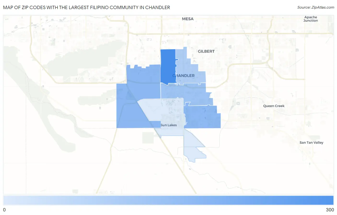 Zip Codes with the Largest Filipino Community in Chandler Map