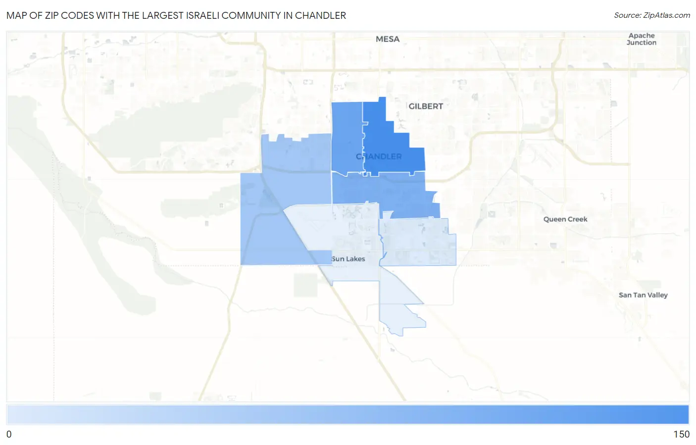 Zip Codes with the Largest Israeli Community in Chandler Map