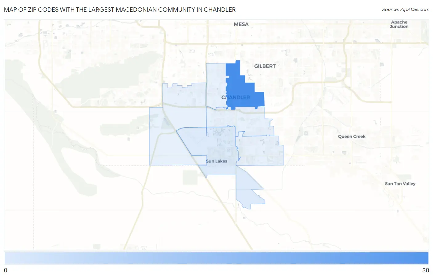 Zip Codes with the Largest Macedonian Community in Chandler Map
