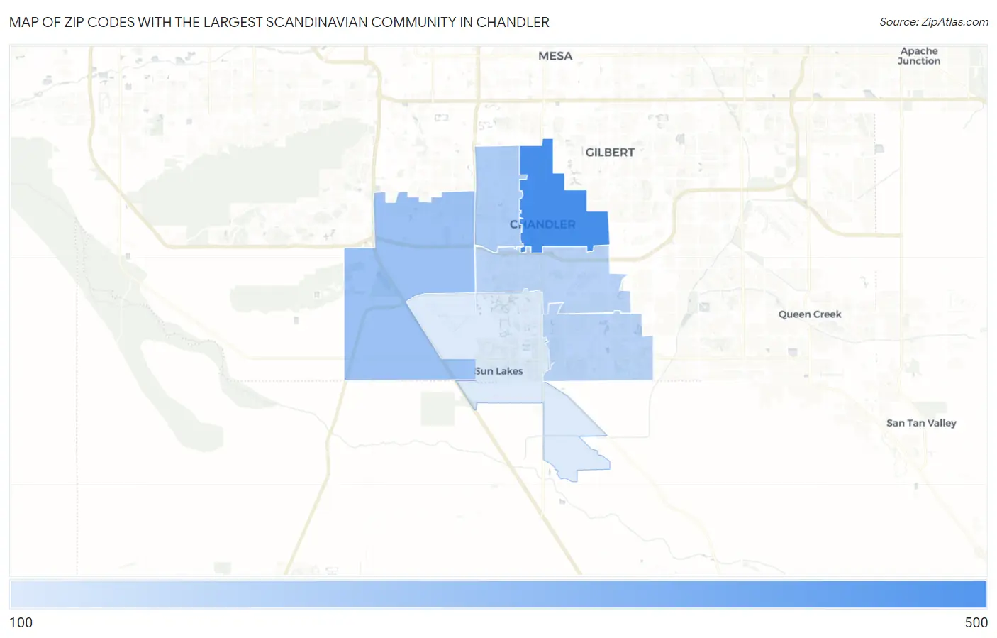 Zip Codes with the Largest Scandinavian Community in Chandler Map