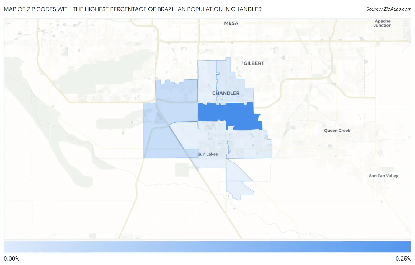 Zip Codes with the Highest Percentage of Brazilian Population in Chandler Map