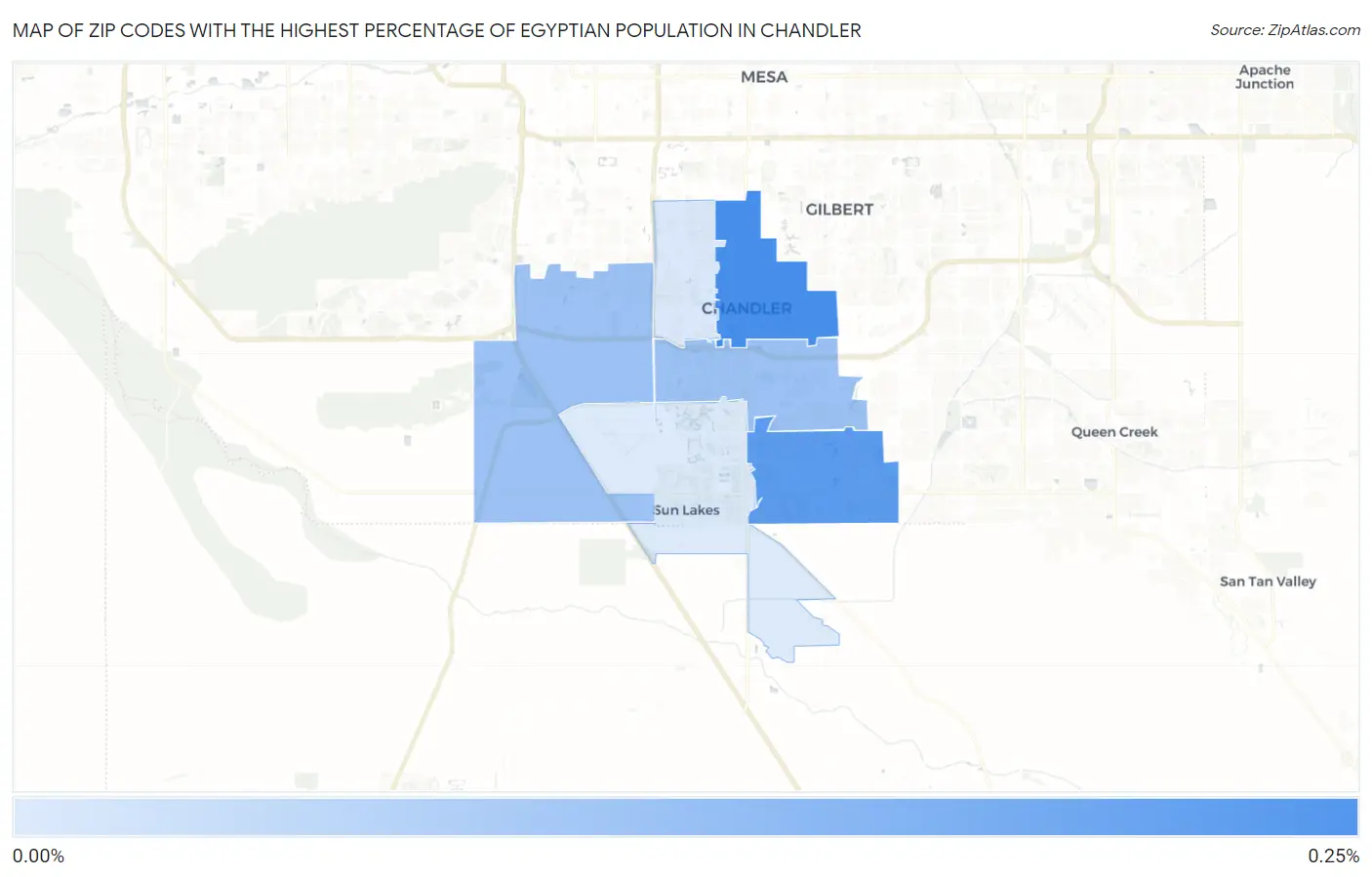 Zip Codes with the Highest Percentage of Egyptian Population in Chandler Map
