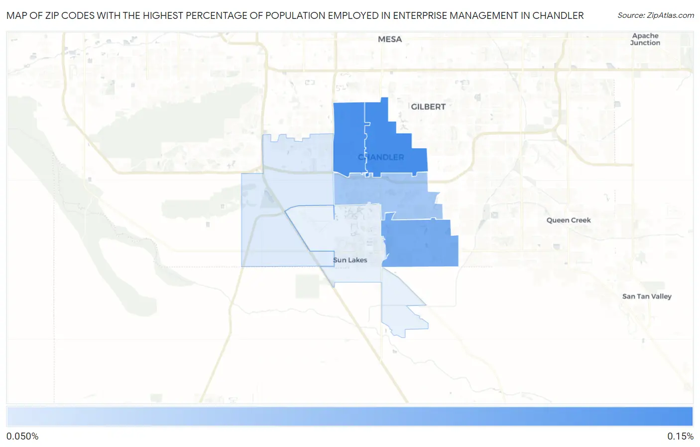 Zip Codes with the Highest Percentage of Population Employed in Enterprise Management in Chandler Map