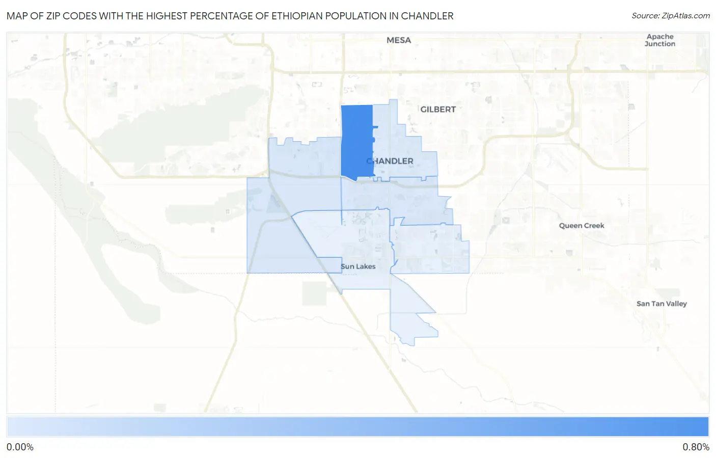 Zip Codes with the Highest Percentage of Ethiopian Population in Chandler Map
