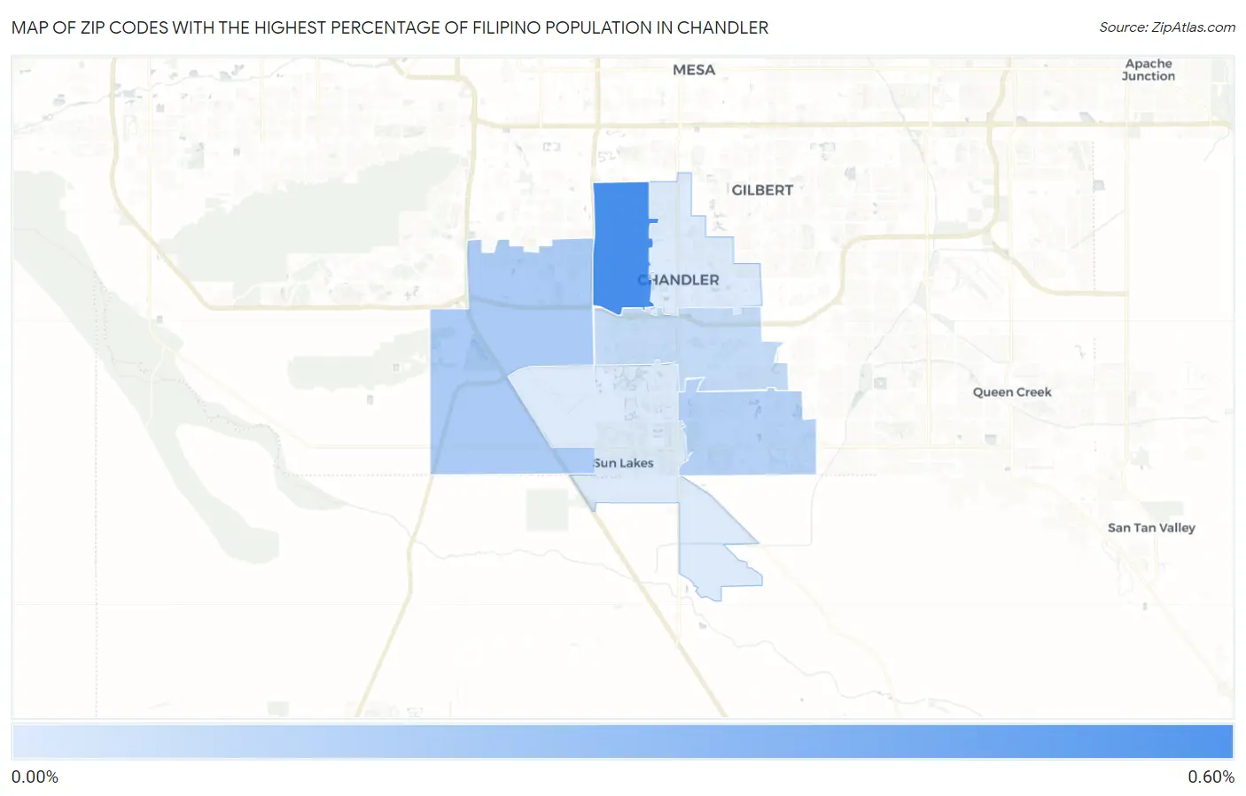 Zip Codes with the Highest Percentage of Filipino Population in Chandler Map