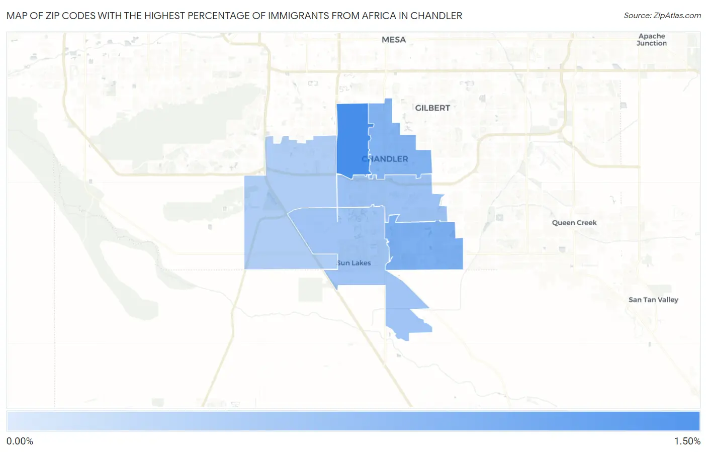 Zip Codes with the Highest Percentage of Immigrants from Africa in Chandler Map