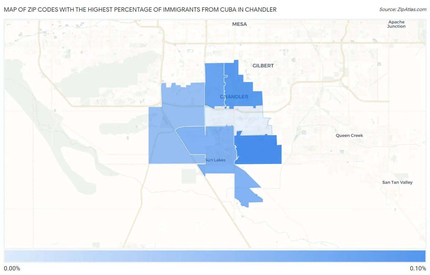 Zip Codes with the Highest Percentage of Immigrants from Cuba in Chandler Map