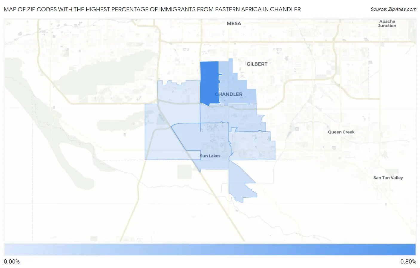 Zip Codes with the Highest Percentage of Immigrants from Eastern Africa in Chandler Map