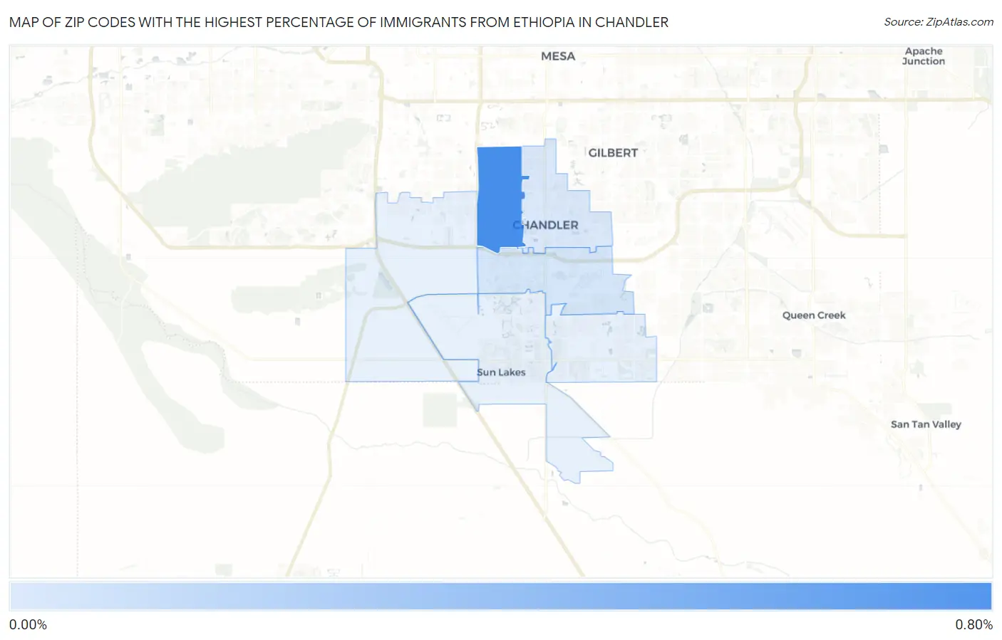 Zip Codes with the Highest Percentage of Immigrants from Ethiopia in Chandler Map