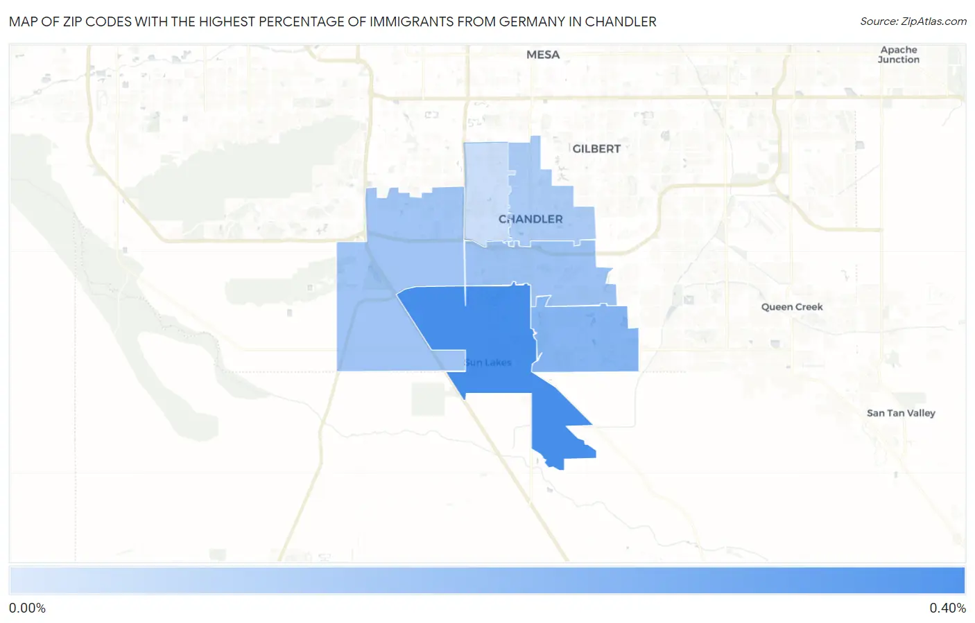 Zip Codes with the Highest Percentage of Immigrants from Germany in Chandler Map
