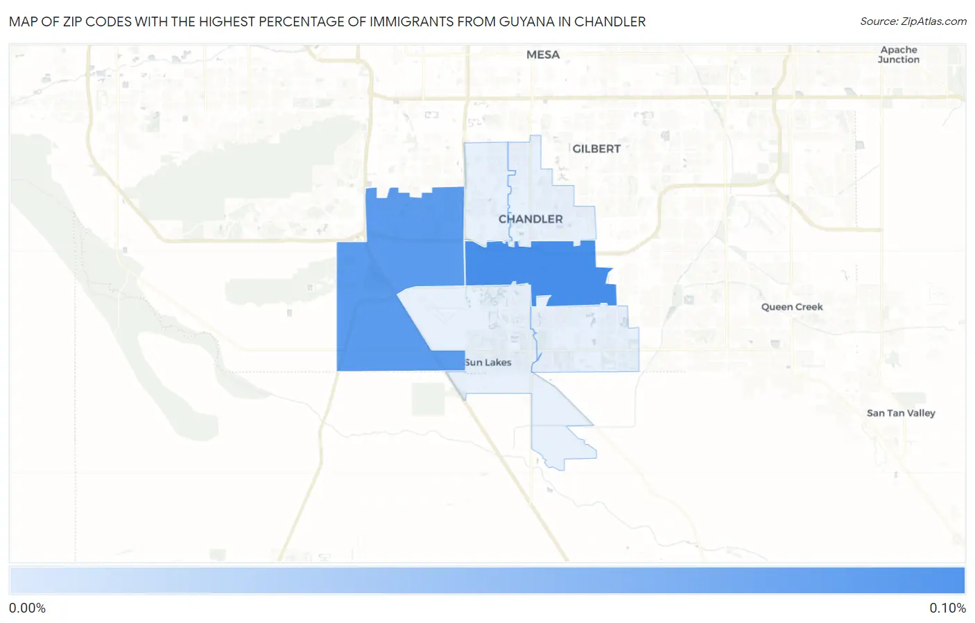 Zip Codes with the Highest Percentage of Immigrants from Guyana in Chandler Map