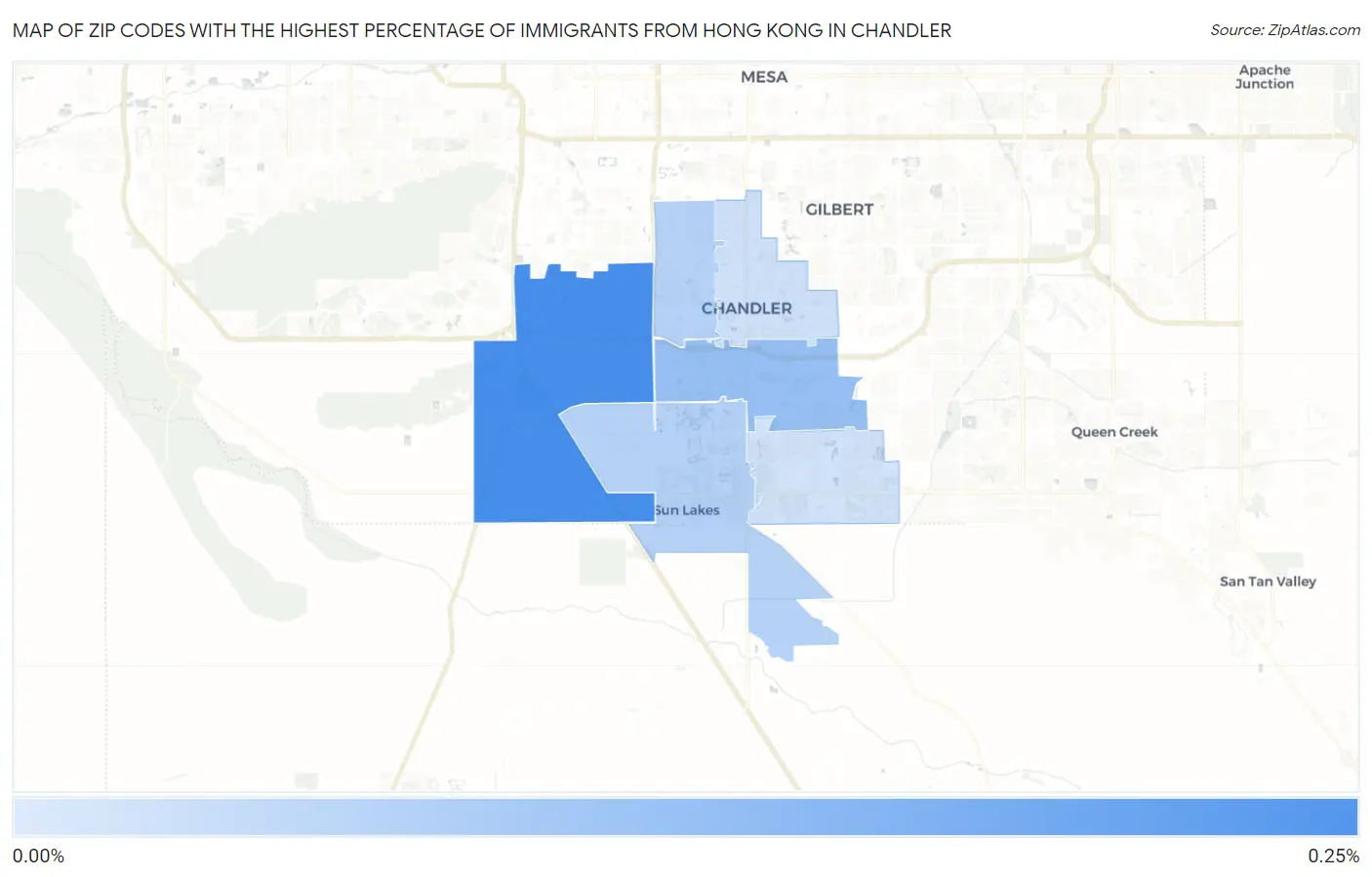Zip Codes with the Highest Percentage of Immigrants from Hong Kong in Chandler Map