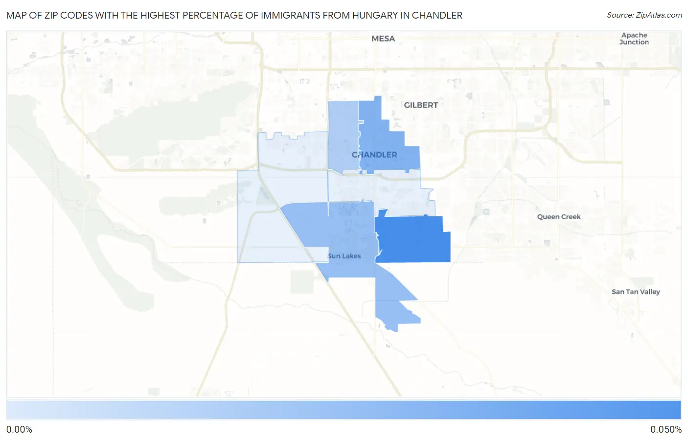 Zip Codes with the Highest Percentage of Immigrants from Hungary in Chandler Map