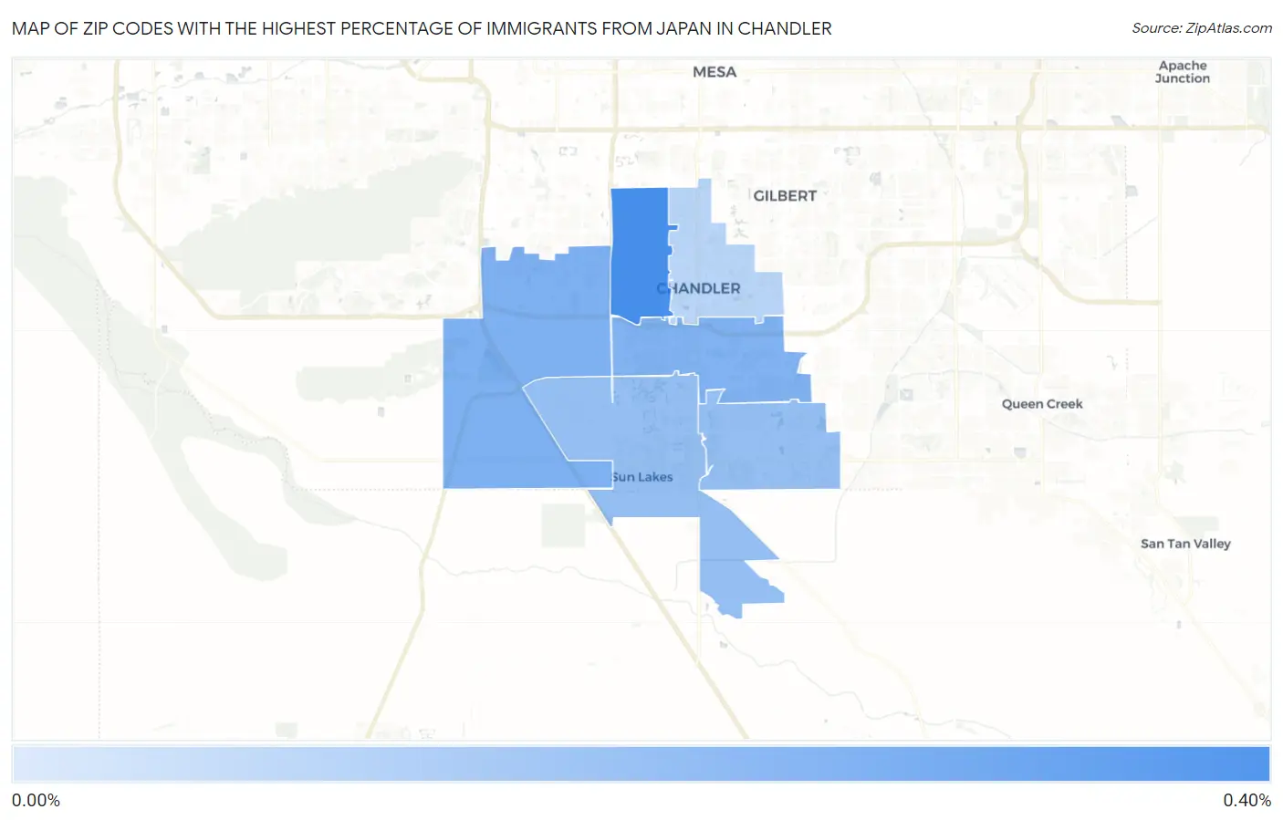 Zip Codes with the Highest Percentage of Immigrants from Japan in Chandler Map