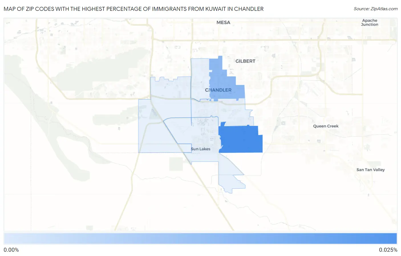 Zip Codes with the Highest Percentage of Immigrants from Kuwait in Chandler Map