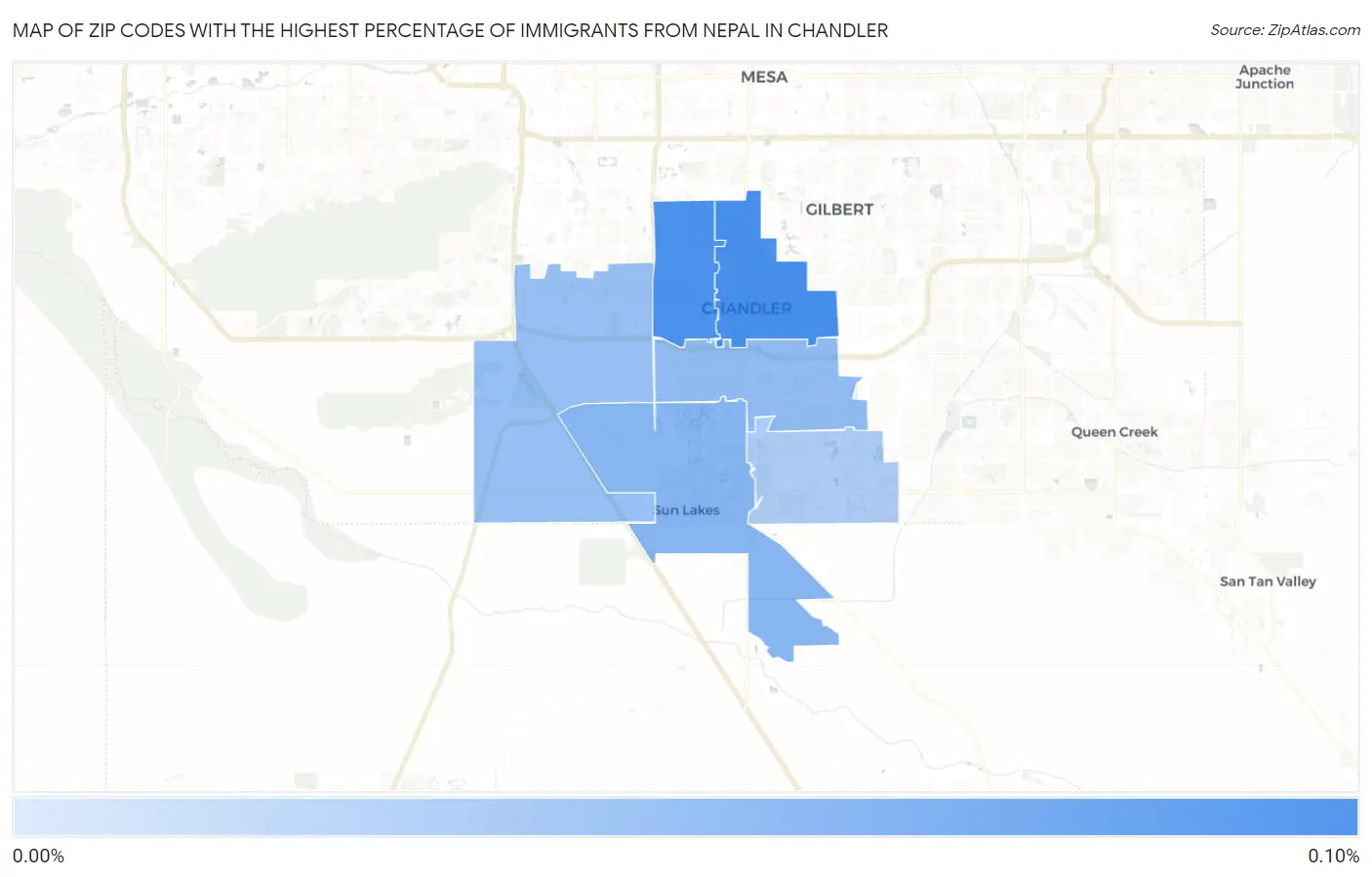 Zip Codes with the Highest Percentage of Immigrants from Nepal in Chandler Map