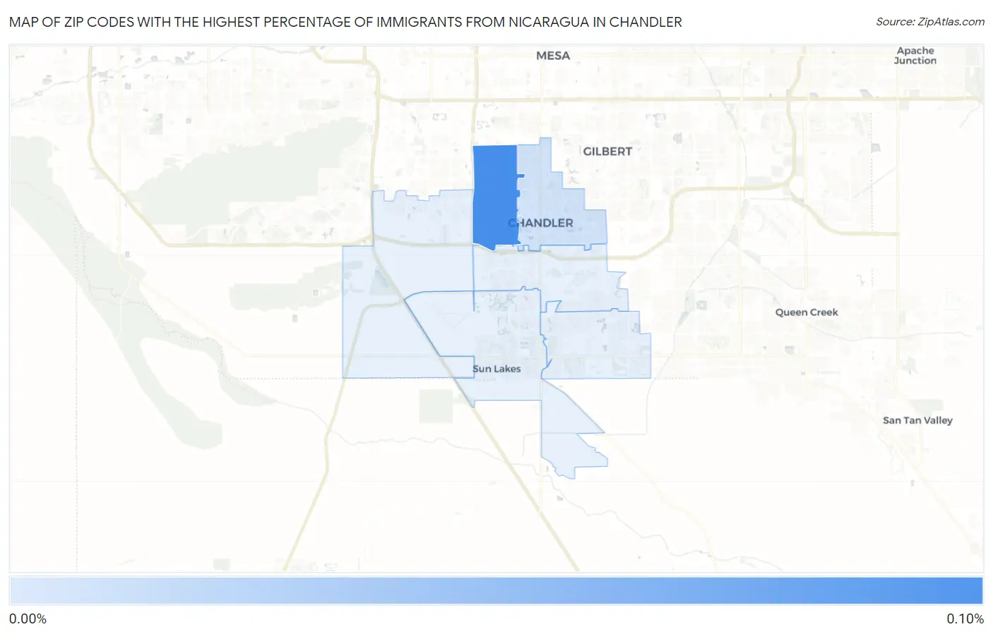 Zip Codes with the Highest Percentage of Immigrants from Nicaragua in Chandler Map