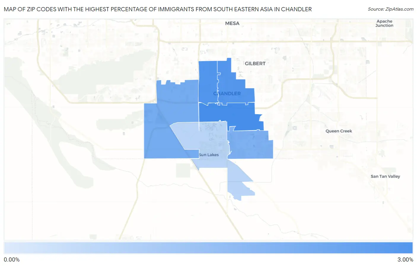 Zip Codes with the Highest Percentage of Immigrants from South Eastern Asia in Chandler Map