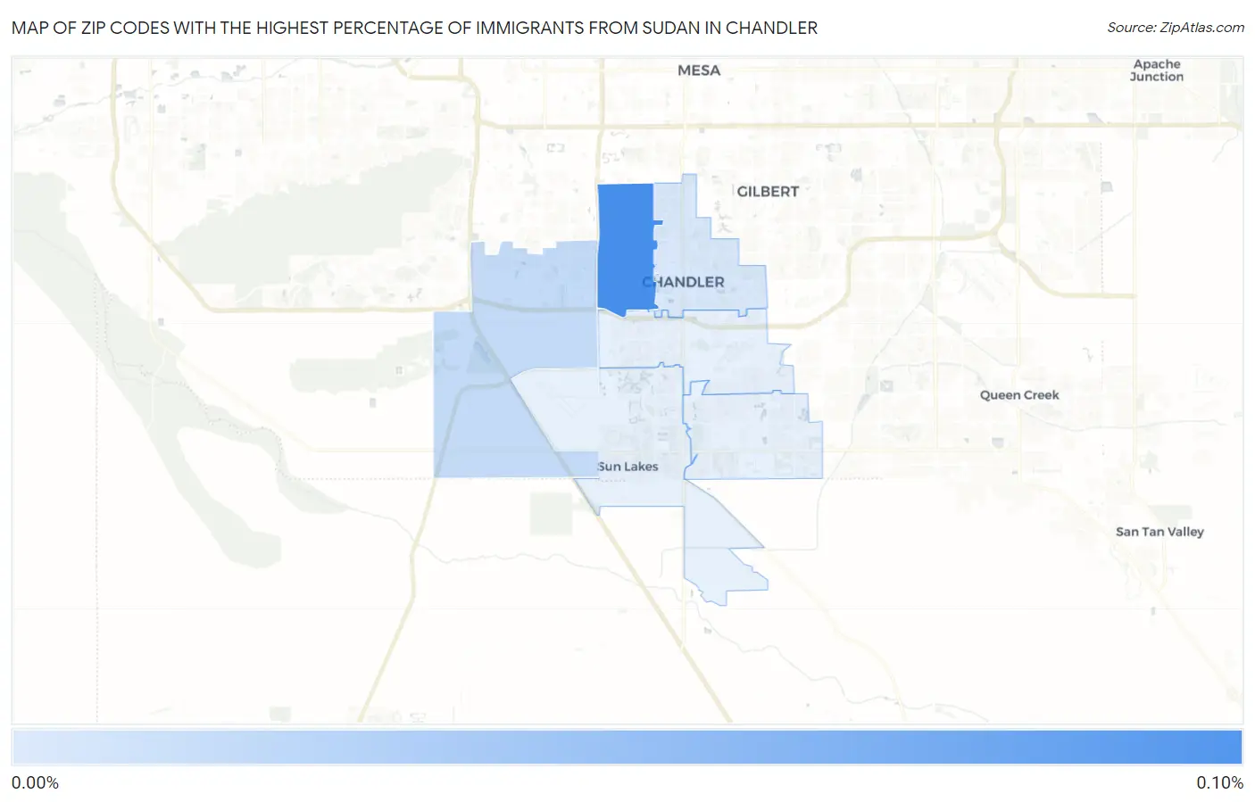 Zip Codes with the Highest Percentage of Immigrants from Sudan in Chandler Map