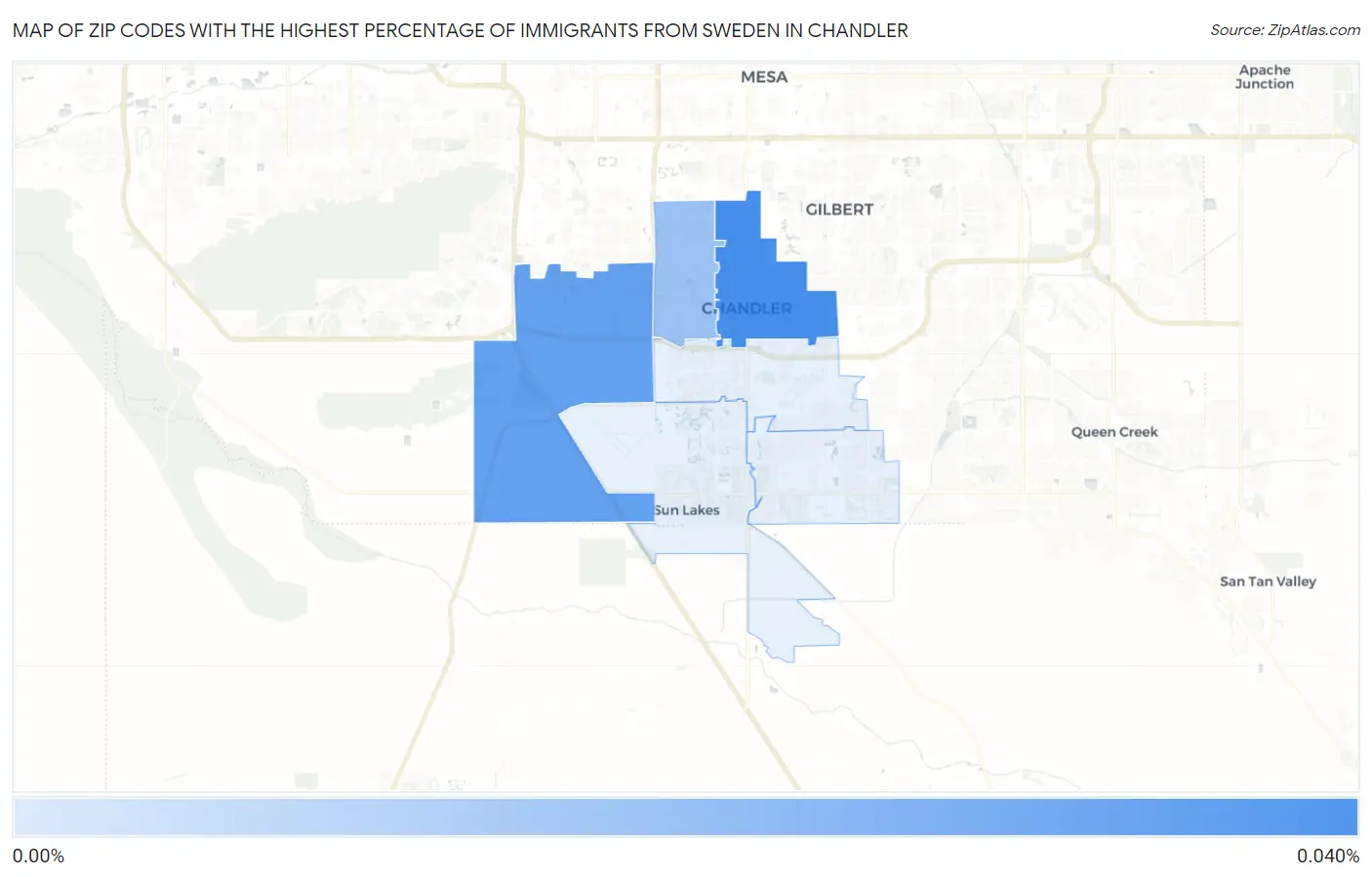 Zip Codes with the Highest Percentage of Immigrants from Sweden in Chandler Map