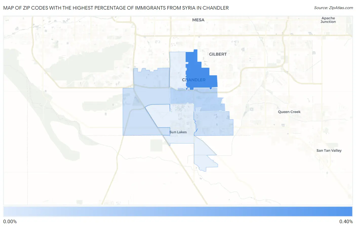Zip Codes with the Highest Percentage of Immigrants from Syria in Chandler Map
